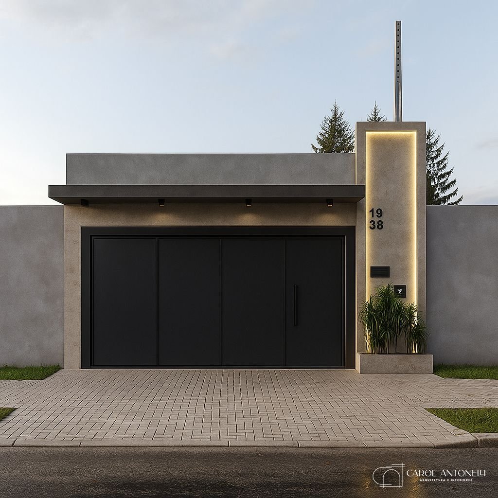 Portón de hierro y frente de vivienda